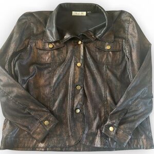 Birch Hill Faux Snakeskin Jacket Women’s XL Brown Black Snap Front Lined